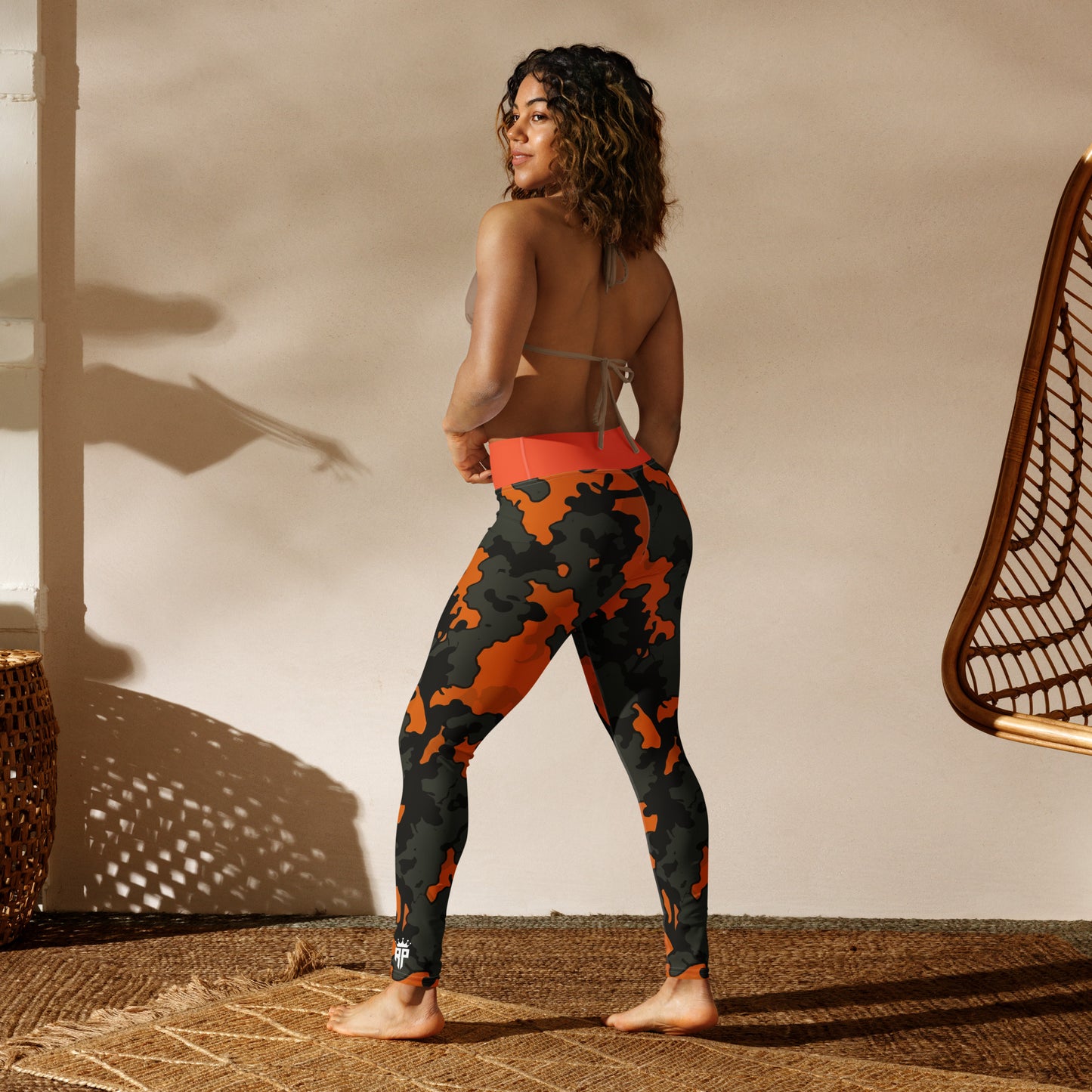 Woodland Camo Orange Yoga Leggings