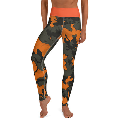 Woodland Camo Orange Yoga Leggings