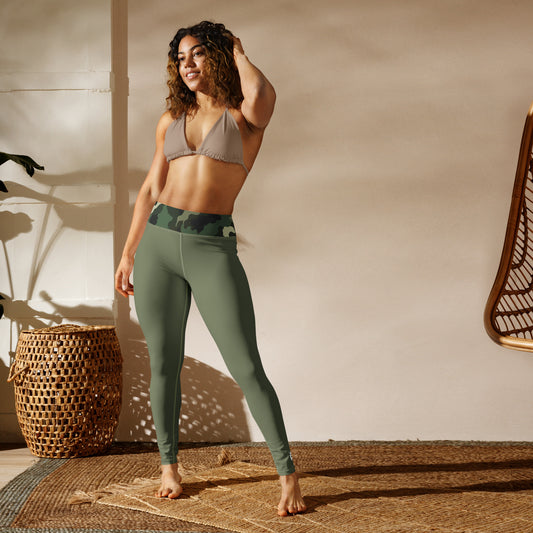 Woodland Green Plain Yoga Leggings