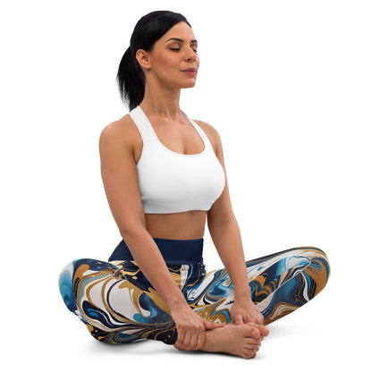 Paint Mix Blue Yoga Leggings